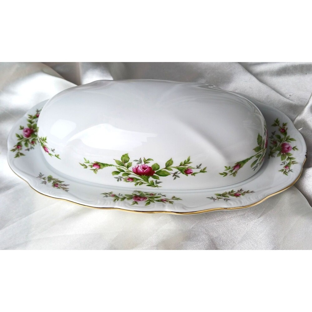 Johann Haviland Moss Rose Covered Butter Dish